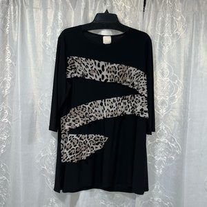 * ZADIES BLACK AND LEOPARD TOP *